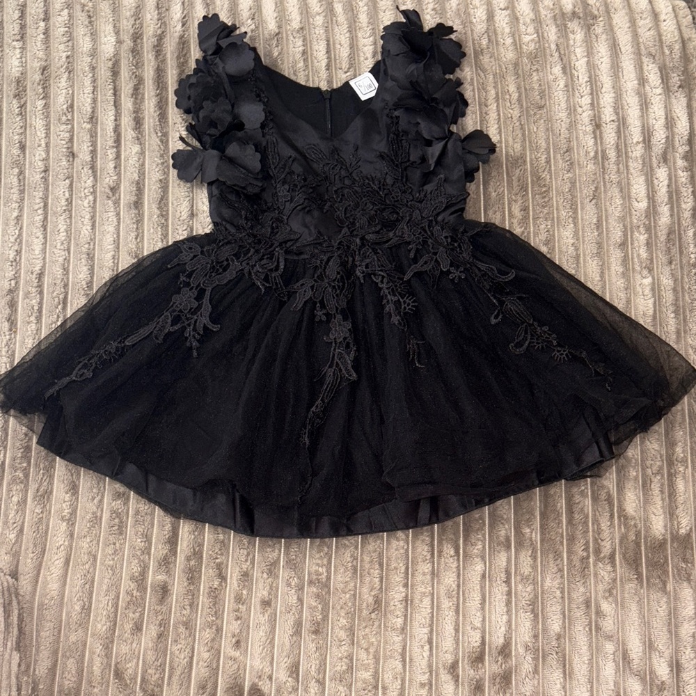 Black Floral Tulle Kids Costume Dress